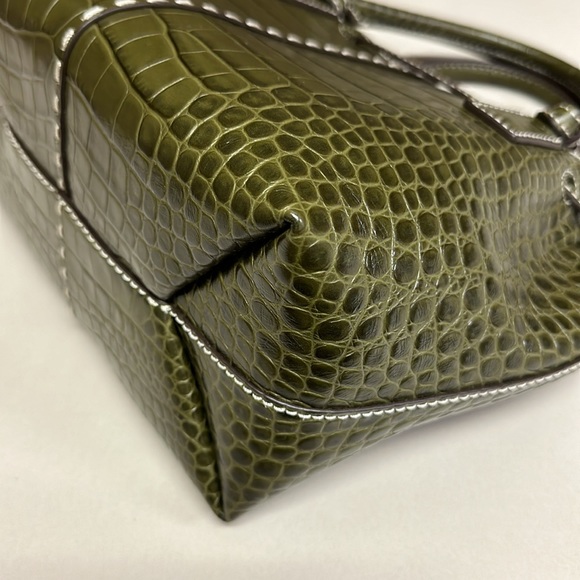 🔥🔥🔥Tory Burch McGraw Croc Embossed Leather Drawstring Bucket Satchel Bag - Picture 12 of 15